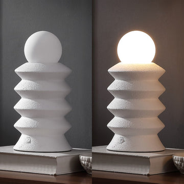 Soren 13" Modern Scandinavian Ceramic/Glass Geometric Integrated LED Table Lamp, Set of 2